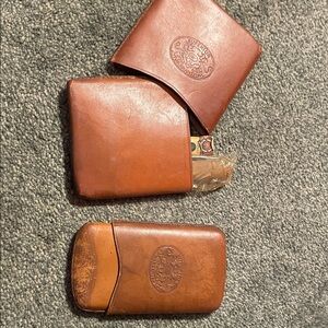 Vintage leather cigar holders
- set of 2 - auburn colored
